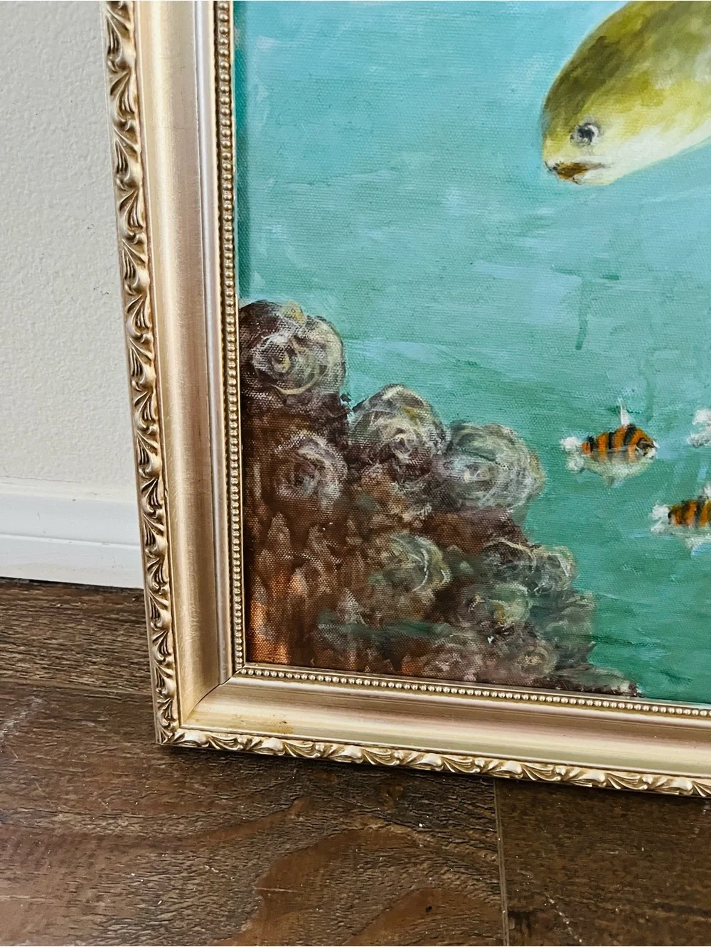 Hand-Painted Fish Aquarium Art Print - Green 17/21 inches